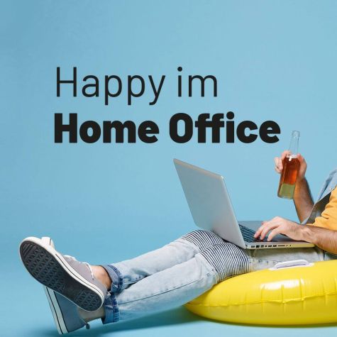 Happy im Homeoffice mit necom Werbeagentur